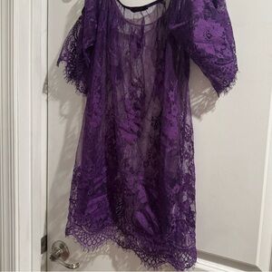 Elegant Purple Lace Midi Dress